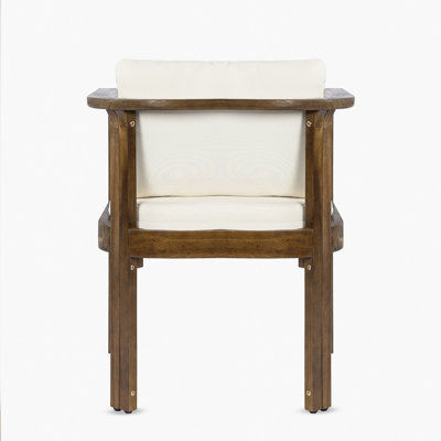 Ensemble de 2 chaises de salle à manger d'extérieur avec accoudoirs et coussins courbés en bois d'acacia