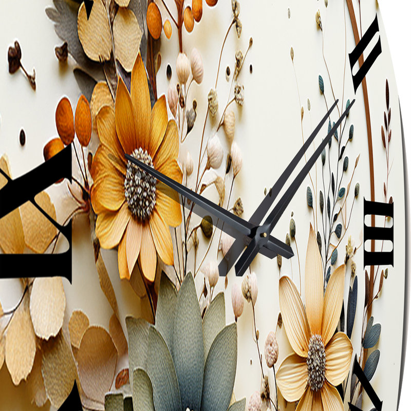 Horloge murale beige et orange, Grand
