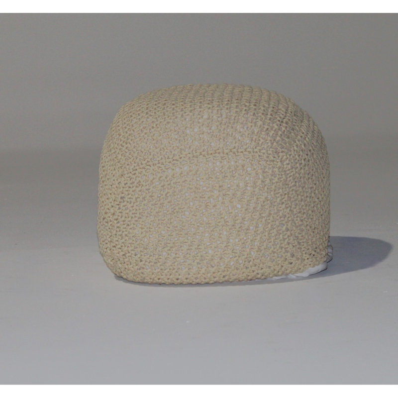 SEMI-Rounded Pouf - Cable Knitted - Handmade- 100% Cotton Pouf (21" X 21" X 18")