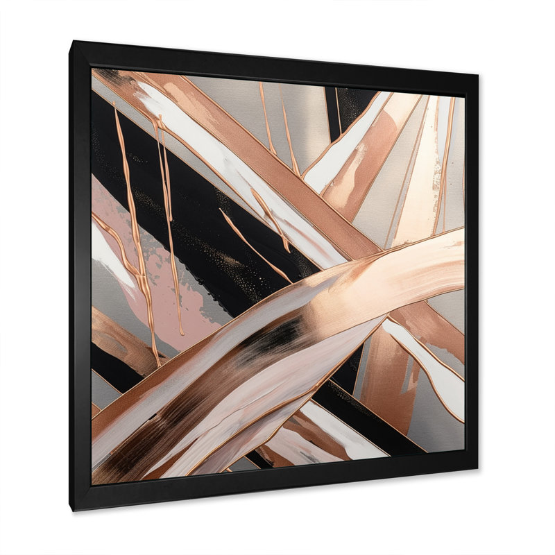 «Metallic Stripes And Circles II - Abstract Marble», reproduction d'art sur toile, H 16 po x l 16 po x P 1 po
