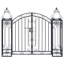 Barrière de jardin d'extérieur moyenne en fer forgé noir Garden Gate