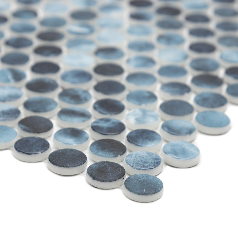 Eterna Penny 12"x12" Recycled Glass Mosaic Tile, Poseidon