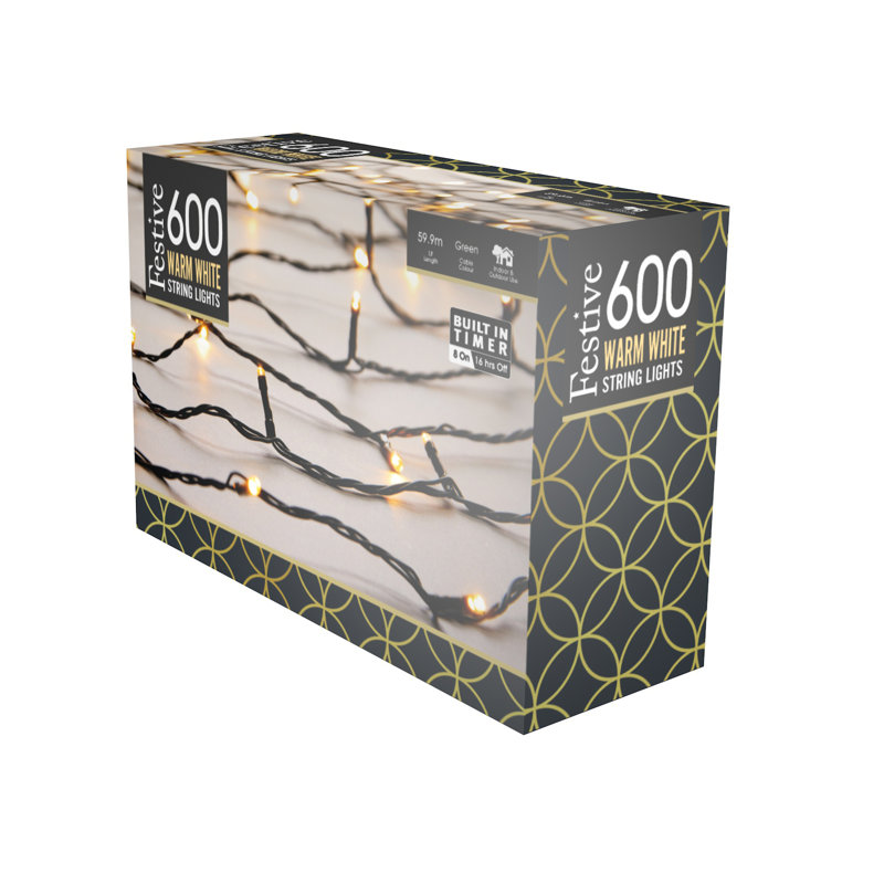 LED Indoor / Outdoor String Lights, White, 3cm H x 4792cm L x 0.5cm D