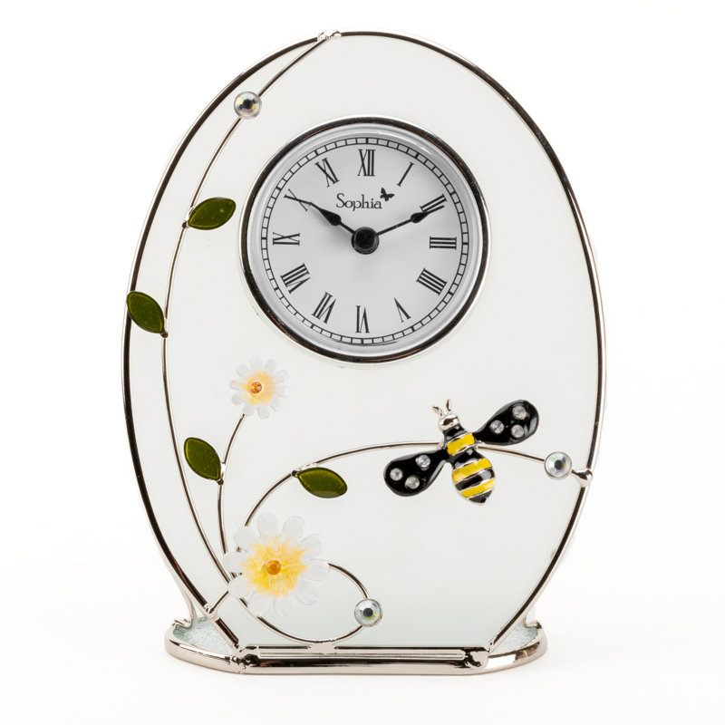 Roman Numeral Metal Quartz Movement / Crystal Tabletop Clock in White/Green/Black