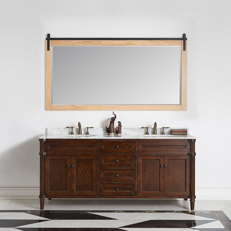 Karamfila Flat Wall Mirror, Weathered Pine, 39.4" x 72"