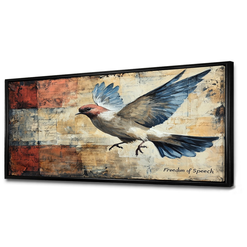 Représentation symbolique de la liberté d’expression. - Décoration murale oiseau, H 28 po x l 60 po, Noir, noir, noir, noir