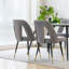 Collection Akoya moderne | Chaise de salle à manger contemporaine en velours rembourrée avec têtes de clous et pieds en métal noir, gris, ensemble de 2-117163502