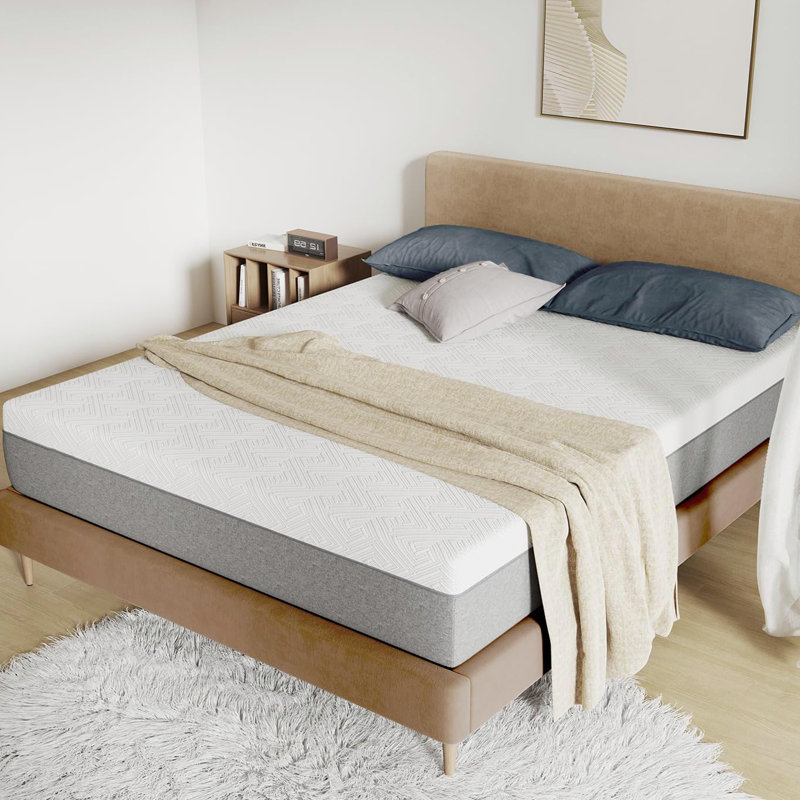 Matelas, mousse viscoélastique grise pour une nuit fraîche et soulagement de la pression, sensation de peluche moyenne avec isolant de mouvement