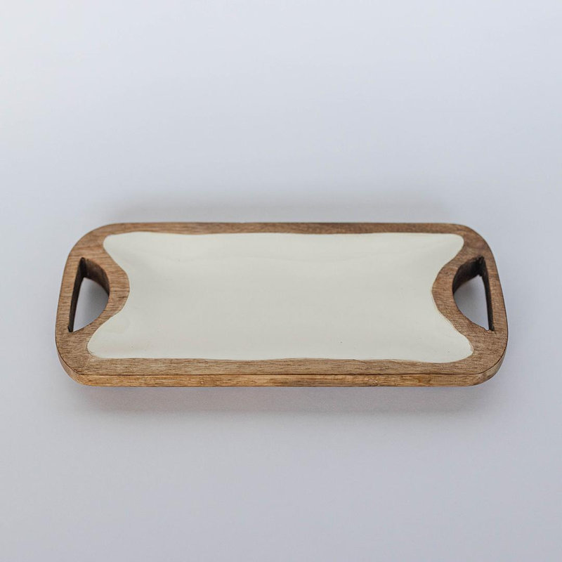 White And Brown With Handles Tray