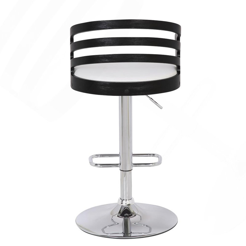Swivel Bar Stool With Cushion, White/Black