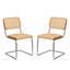Ensemble de 2 chaises de salle à manger, chaises d'appoint latérales en rotin de velours avec pieds chromés, chaises de style moderne Mid-Century conçues par Breuer, chaises de cuisine de salle à manger rembourrées