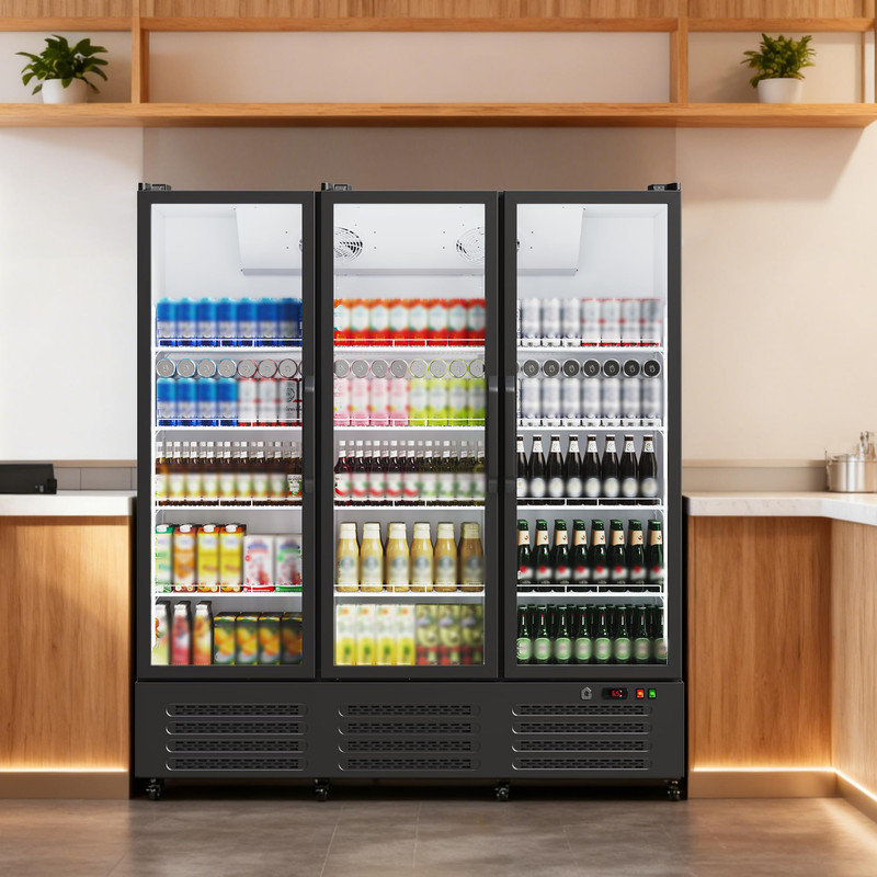 39.8 Cu.Ft. 3 Glass Door Beverage Refrigerator – Frost-Free, 360° Cooling, Adjustable Shelves