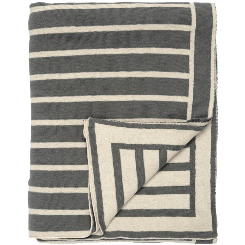 Beach Stripe Knitted Throw Blanket, Gray/Natural