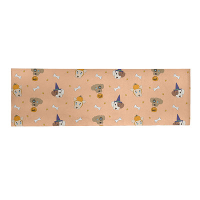 Tapis orange/bleu/brun zone fait main
