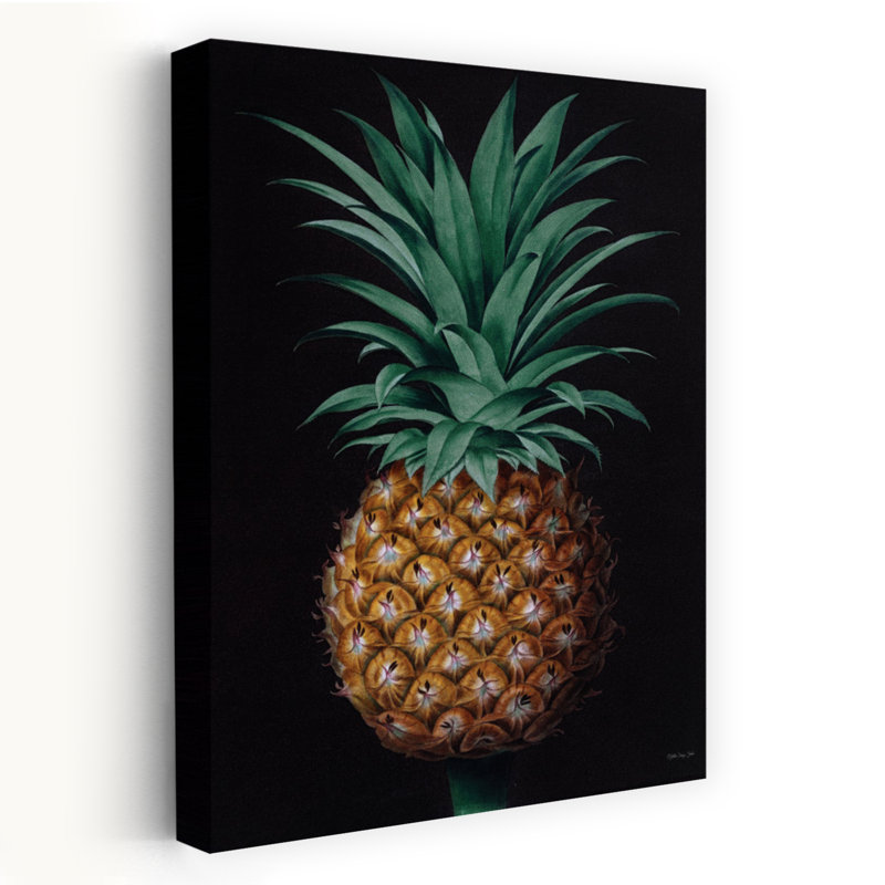 Ananas rétro II - Art contemporain tropical de fruits botaniques tropicaux, H 24 po x l 16 po
