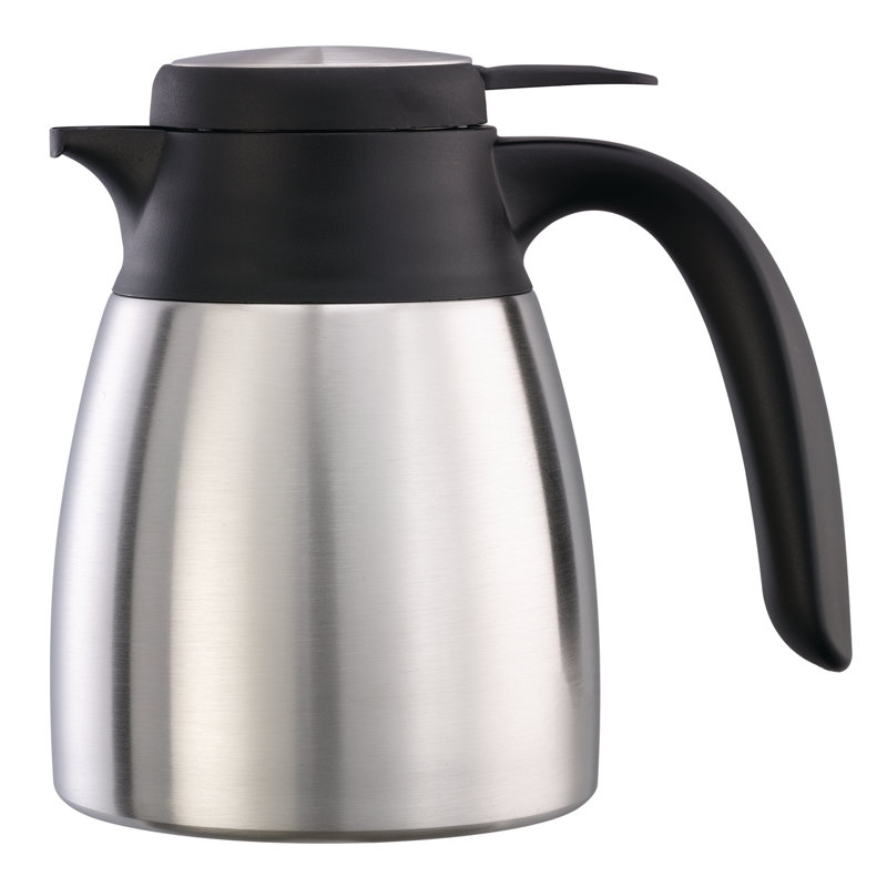 Stainless Pitcher with Flow Control Lid, 6" H x 6.75" W x 4.75" D