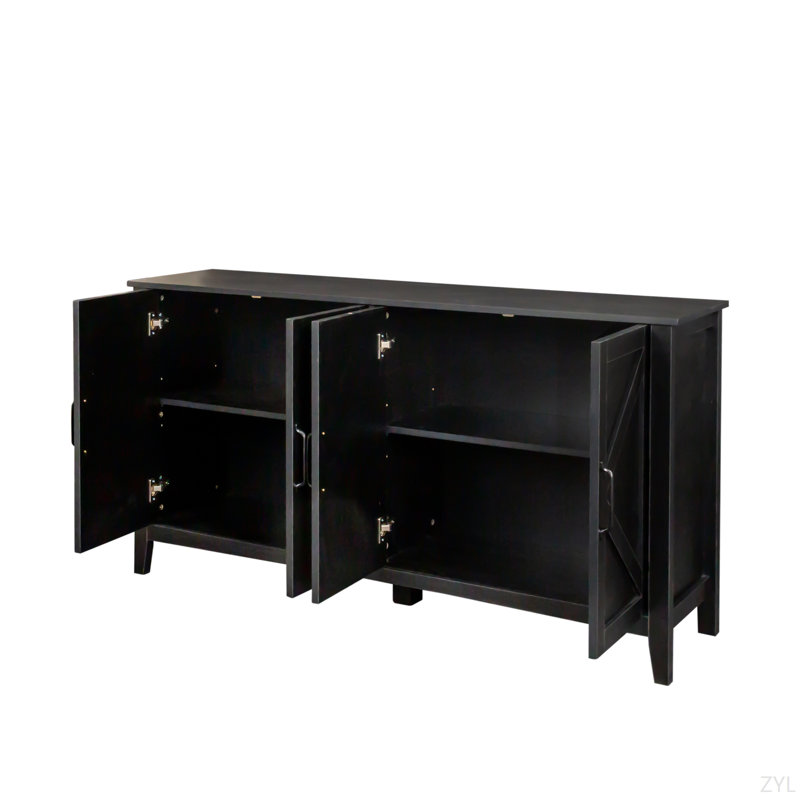 Armoire moderne avec 4 portes, armoire de rangement autoportante et armoire de plancher pour hall d'entrée