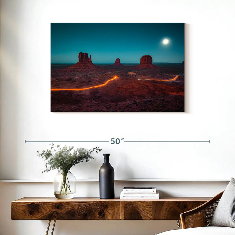 Lune d'Alvord au-dessus de Monument Valley, H 24 po x l 36 po