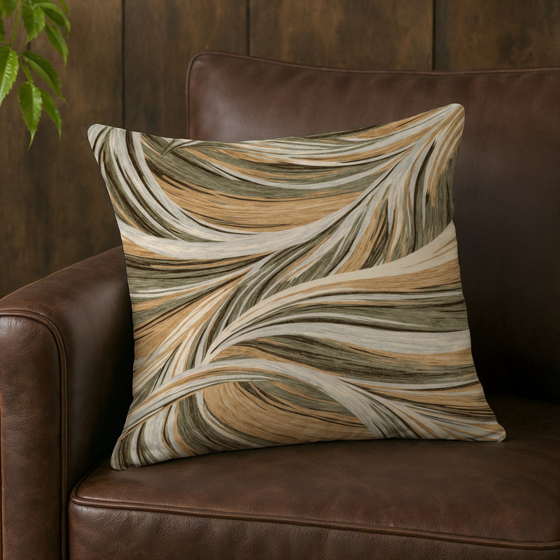 Coussin d'intérieur et d'extérieur, Carré 16 po, Abstrait plage beige