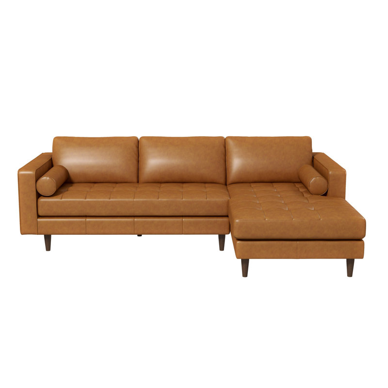 Canapé modulaire en cuir brun clair Anthony, Orienté à droite
