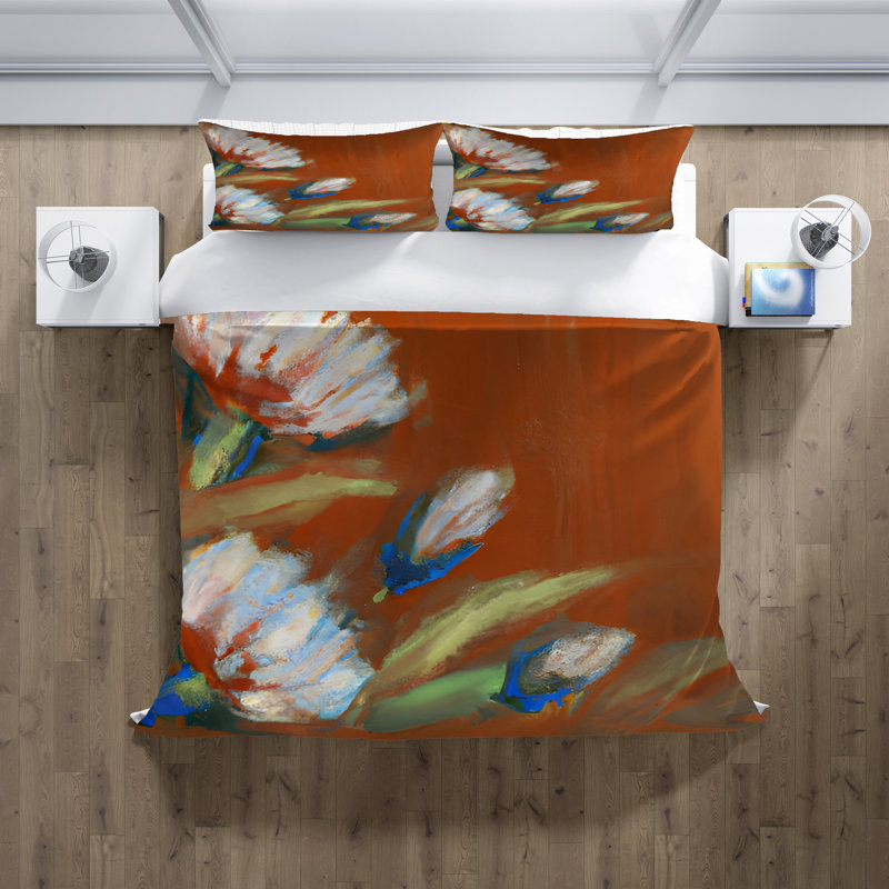 Floral Duvet Cover, King Duvet Cover + 2 King Shams