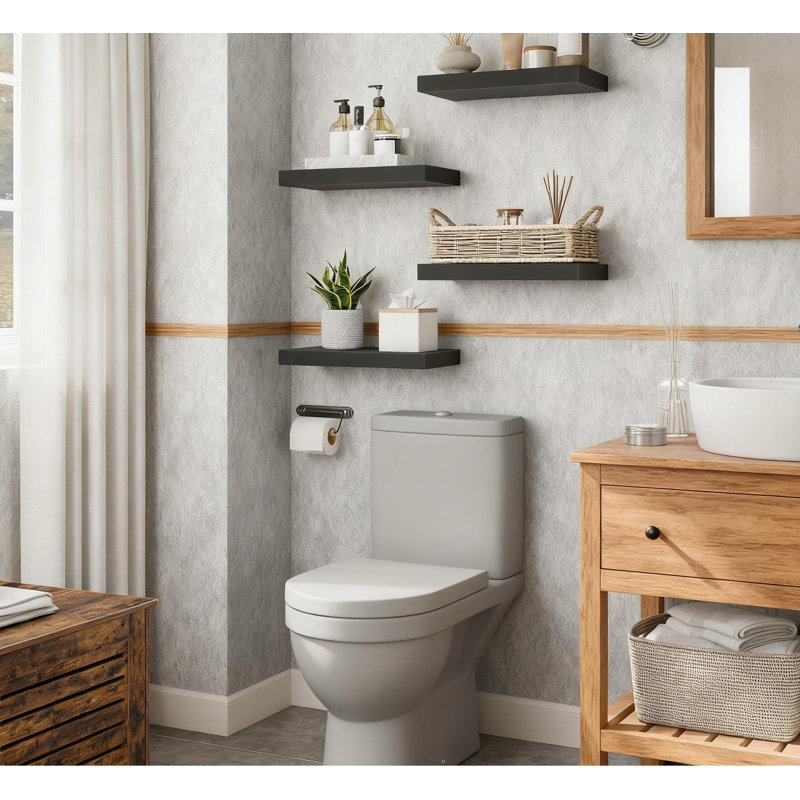Floating Shelves Set Of 2 With Invisible Brackets, Wall Mounted Shelves For Bathroom, Kitchen, Living Room, Bedroom, Office Decor, Heavy Duty Storage And Display Shelves