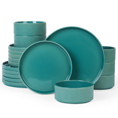 18 Pieces Stoneware Dinnerware Set, Service for 6