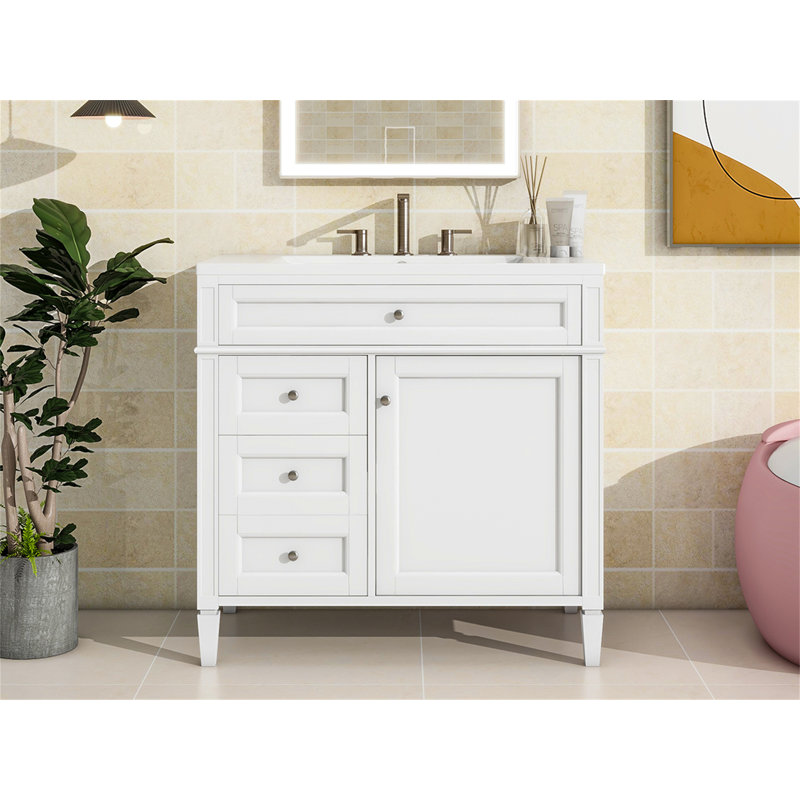 Meuble-lavabo 36 po avec lavabo supérieur, Blanc