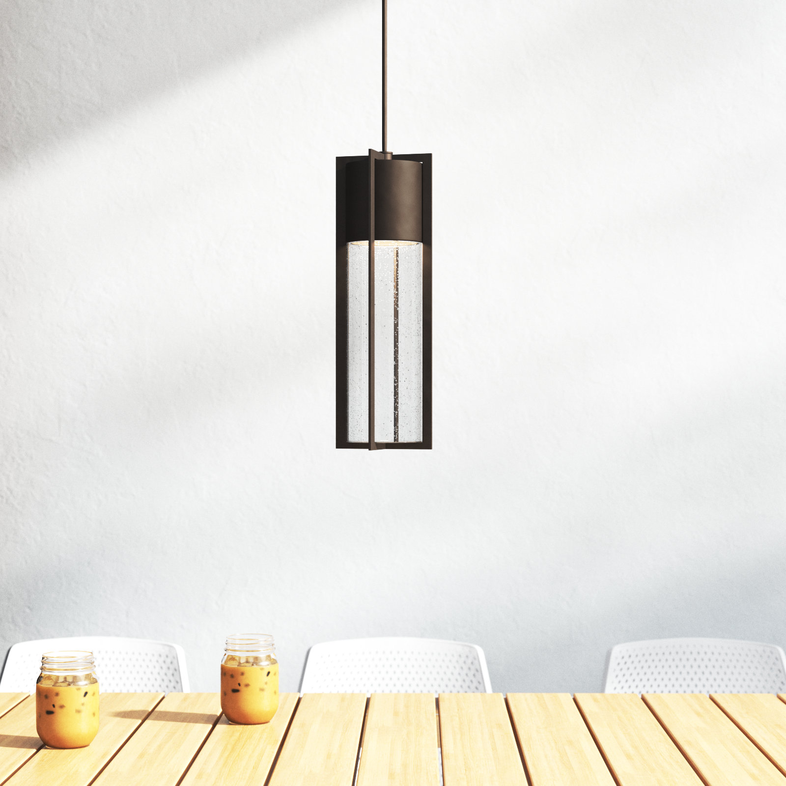 Bandit Seeded Outdoor Pendant, 21.75" H x 6.25" W, MED, Buckeye Bronze