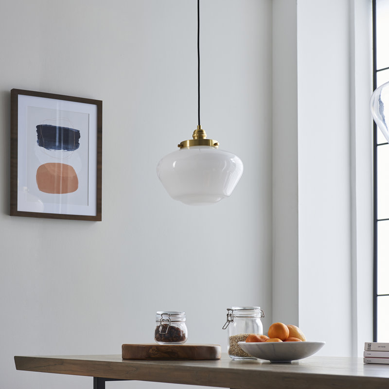 Choquette 1 - Light Schoolhouse Pendant, Brass, Opal