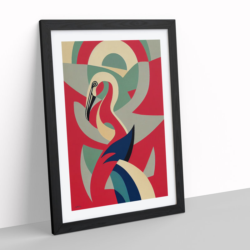 Flamingo in Abstract No.5 - Framed Print, Black, 64cm H x 46cm W