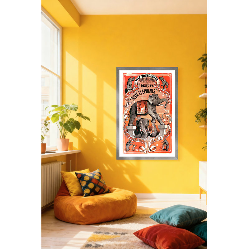 «Wonderful Elephants», reproduction encadrée, H 12 po x l 8 po