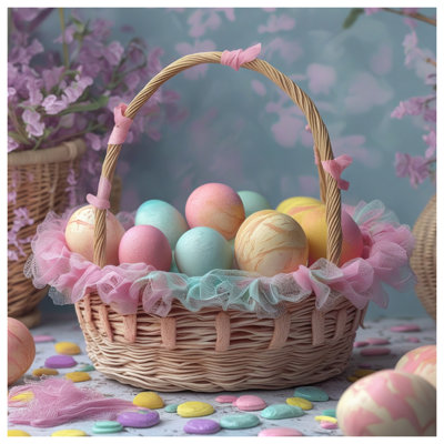 Pastel Easter Eggs Basket Comforter