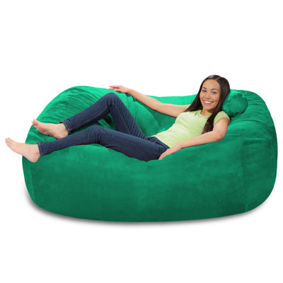 Bean Bag Chair Lounger - Large 6-Foot Shredded Memory Foam Bean Bag Chair - Removable, Machine Washable Microfiber Cover - Cozy 2-Person Breton Brand by Bay Isle Home