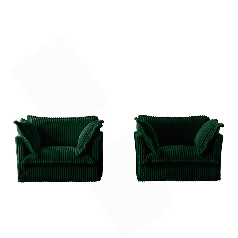 Nickolas Corduroy Accent Chairs, Green Chenille