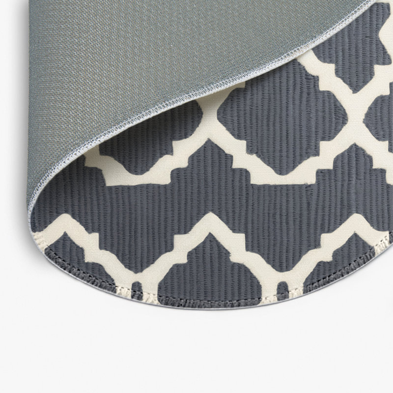 Trellis Gray Indoor and Outdoor Area Rug, Round 5'