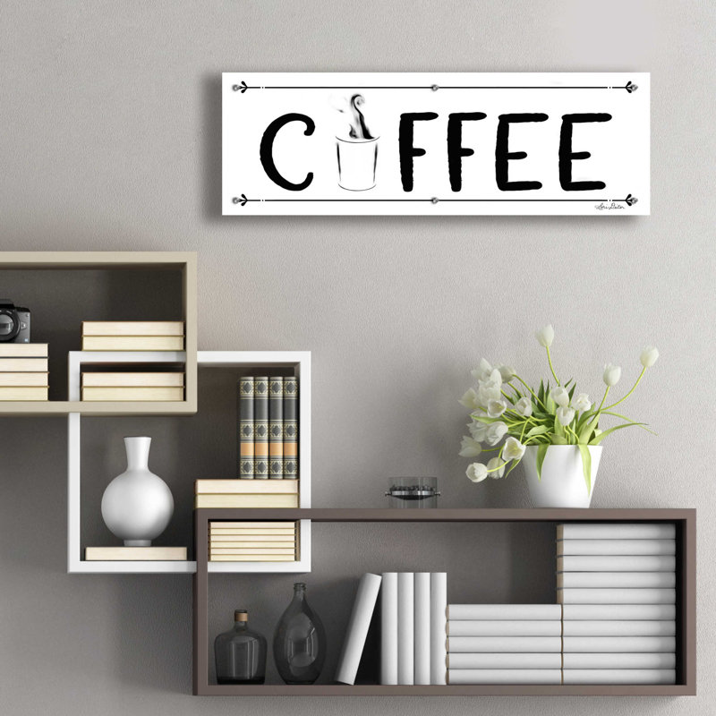 «Coffee Banner» par Lori Deiter, art mural en verre acrylique, 36 po x 12 po