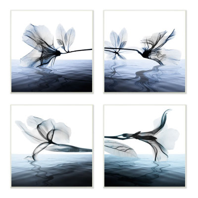 " Contrast Black And Blue Flower And Bloom Water Designs " by Albert Koetsier 4 - Pieces