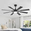 Ventilateur de plafond 52 po avec lumière et télécommande, lumière DEL 3CCT, moteur à courant continu silencieux réversible à 6 vitesses, ventilateur de plafond à 8 pales pour le salon, finition noire / noyer-133753166