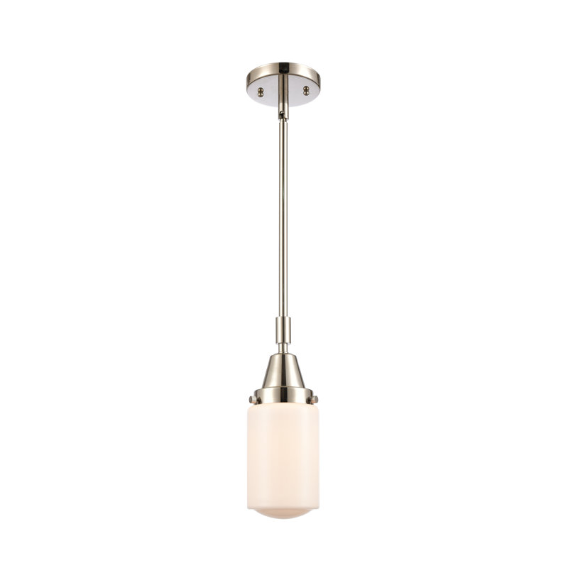Luminaire suspendu cylindrique à 1 lumière Saroyan, Blanc mat, Ampoule non incluse, Nickel poli