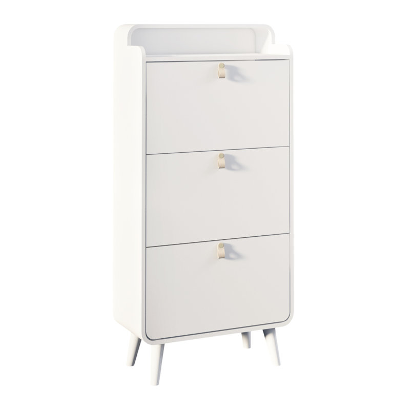 Modern Arc Design Shoe Cabinet With 3 Drawers,Shoe Storage Cabinet For Entryway,Outdoor Finish