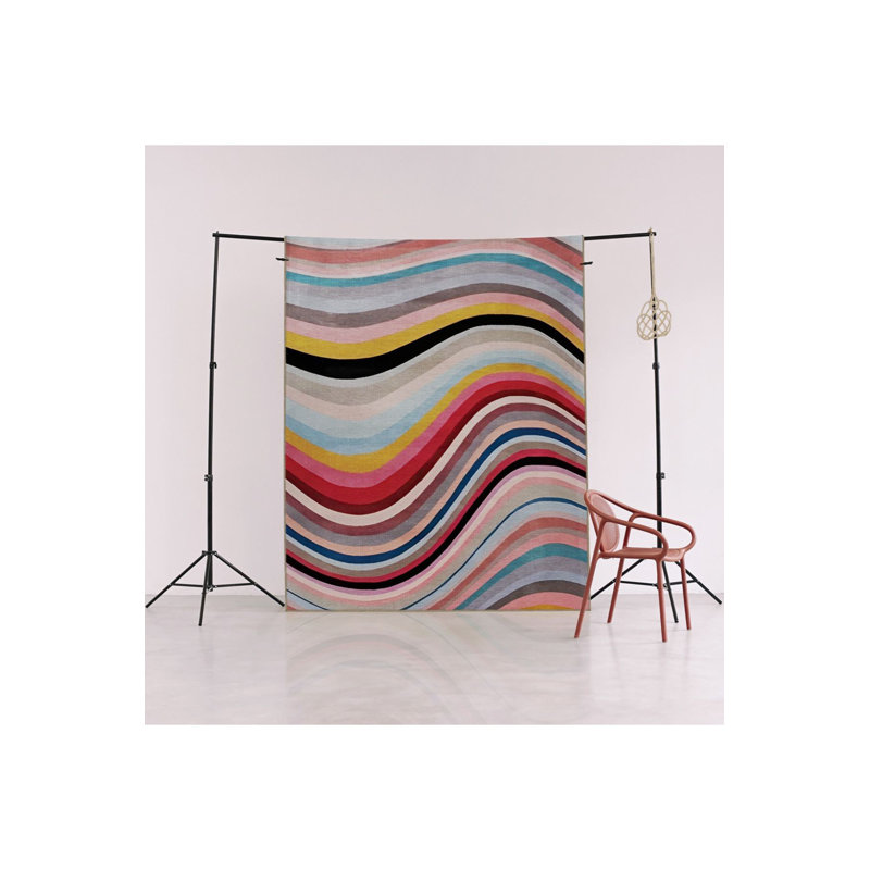 Machine Washable Light Tone Multicolor Wave Patterned Creative Modern Decorative Rug