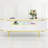 47.2" Modern Oval Coffee Table with LED Lights, Fluted Coffee Table with Storage Drawer, Curved Profile with Gold Metal Legs, Center Table for Living Room, White & Gold