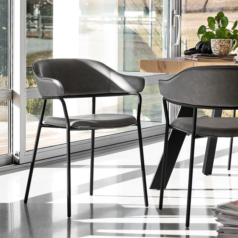 Signorina Upholstered Armchair with Metal Frame, Ash Gray