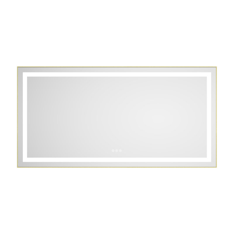 LED Bathroom Mirror with Front-lit, 3 Colors Temperature & Dimmable Light, Gold, 24" x 36"