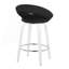Tabouret de comptoir à hauteur fixe avec pivot en bois blanc et similicuir avec repose-pieds rond chromé - ensemble de 2-861507702