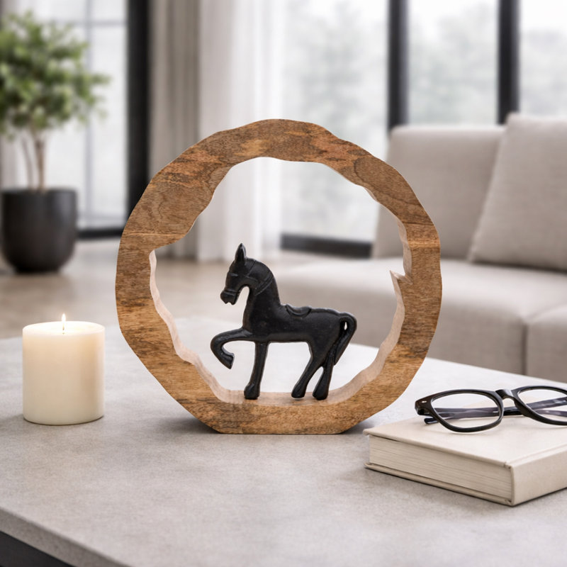 Amanie Figurine décorative sur sculpture ronde en bois pour la décoration intérieure