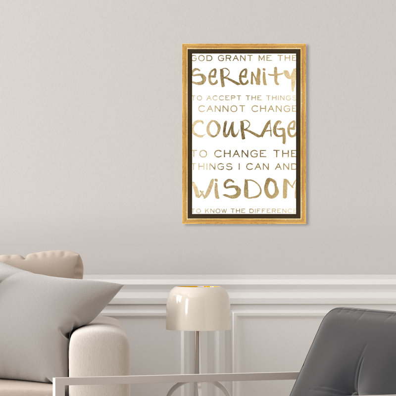 Serenity " Serenity Prayer And Courage Motivation ", 16" H x 11" W, Gold Framed