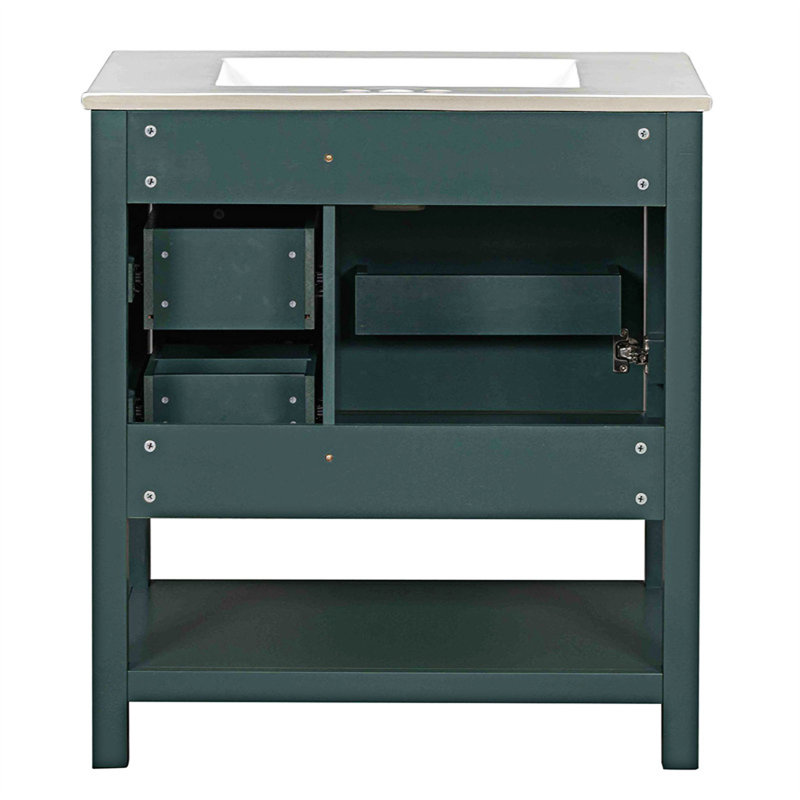 Meuble-lavabo moderne avec lavabo en céramique, Vert