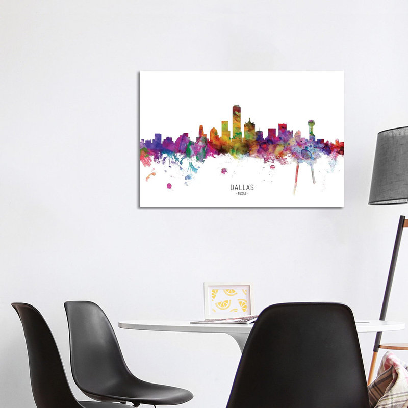 Dallas Texas Skyline by Michael Tompsett - 1 Piece Wrapped Canvas Painting, 66.04cm H x 101.6cm W x 1.91cm D